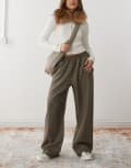 [Reclaimed Vintage] Reclaimed Vintage pull on pants in brown mini check M Brown check