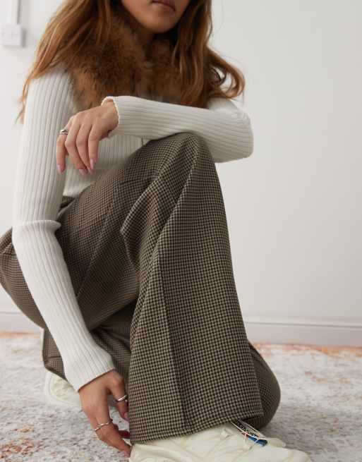 Reclaimed Vintage pull-on pants in brown mini check