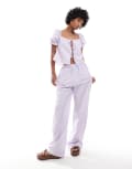[Reclaimed Vintage] Reclaimed Vintage pull on pants in summer lilac stripe-Green XS GREEN