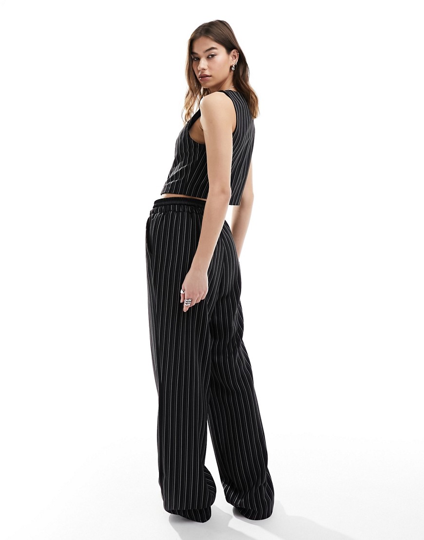 Reclaimed Vintage Pull-on Pinstripe Pants With Satin Waistband Detail-multi