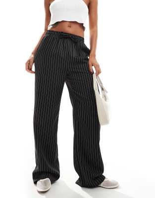 Reclaimed Vintage Pinstipe Pull On Pants-black