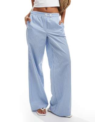 pull on striped pants-Blue