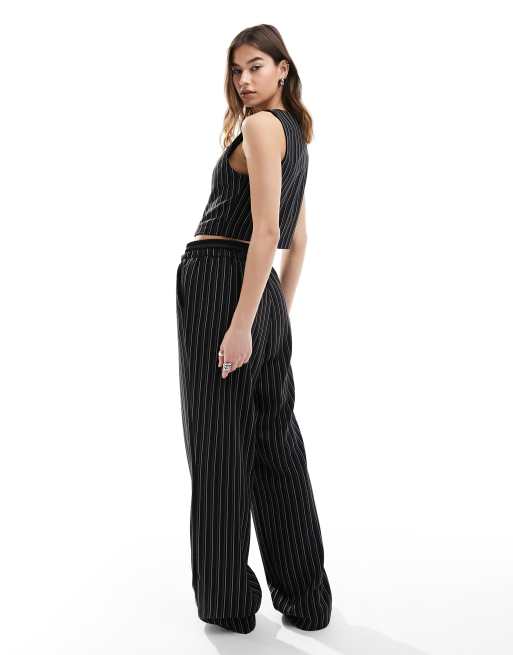 Reclaimed Vintage Inspired pinstripe 90s straight pants in black