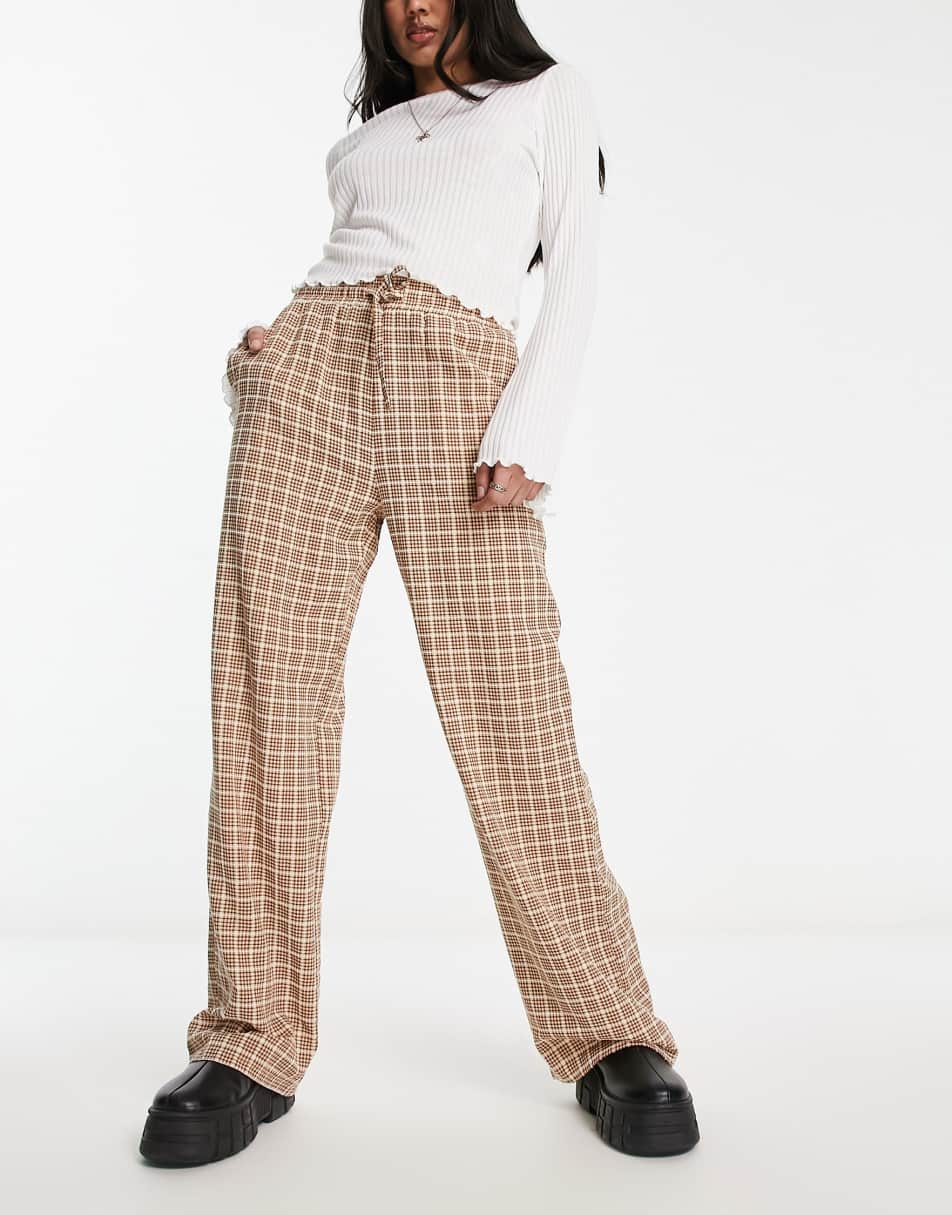 Reclaimed Vintage pull on trouser in gingham