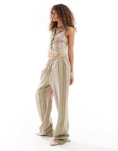 Reclaimed Vintage pull on trouser in vintage stripe - view 1
