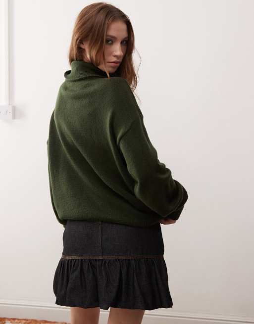 Reclaimed Vintage - Pull unisexe à col zippé - Vert, 4 de 4