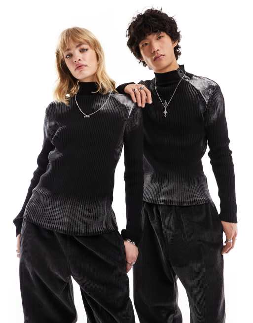 Reclaimed Vintage - Pull unisexe en maille - Noir délavé