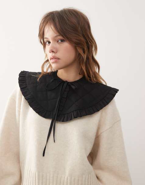 Reclaimed Vintage quilted collar in black - view 1