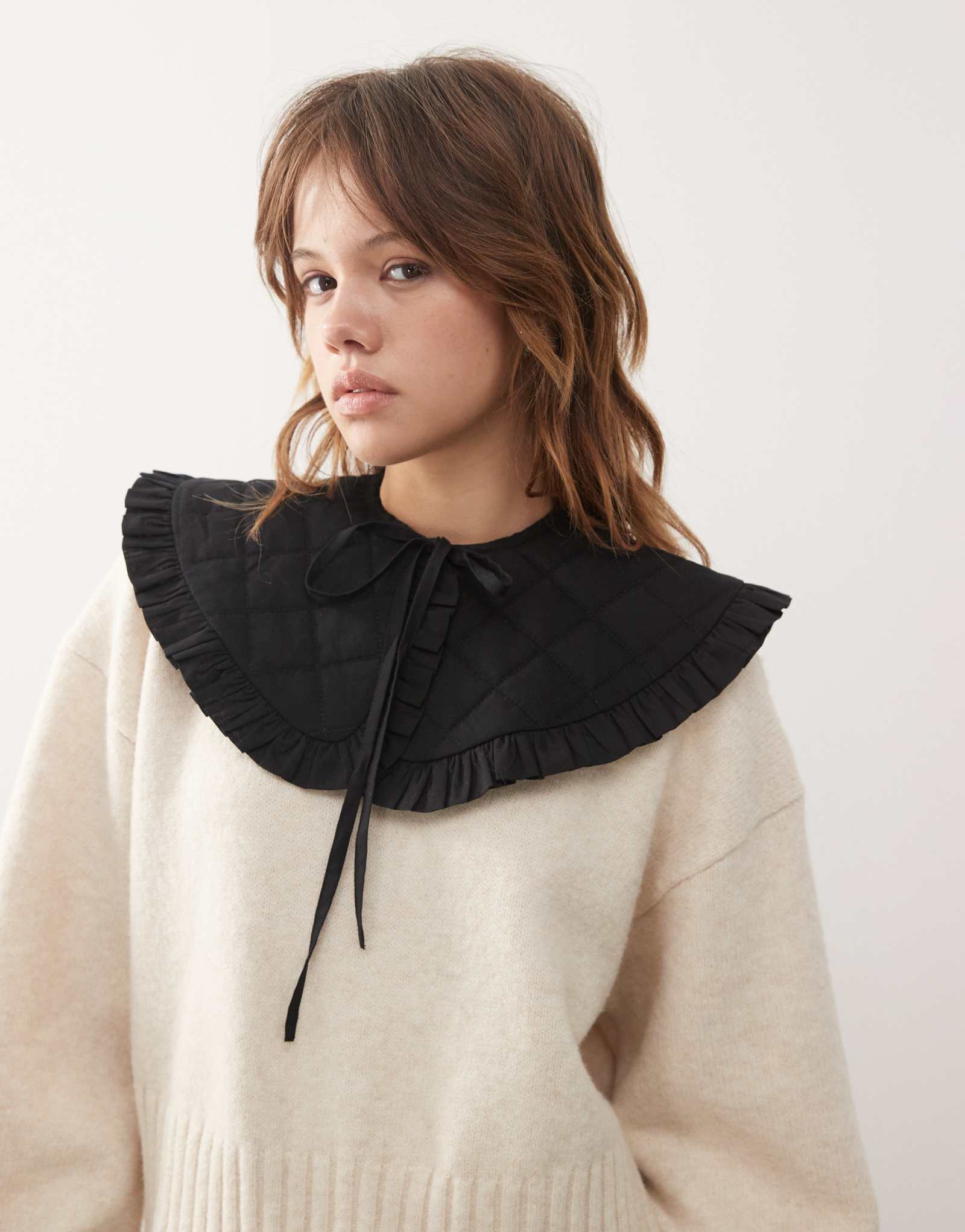 Восстановленный винтажный стеганый воротник черного цвета