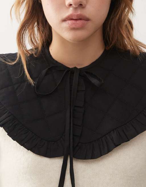 Reclaimed Vintage quilted collar in black, 2 of 3