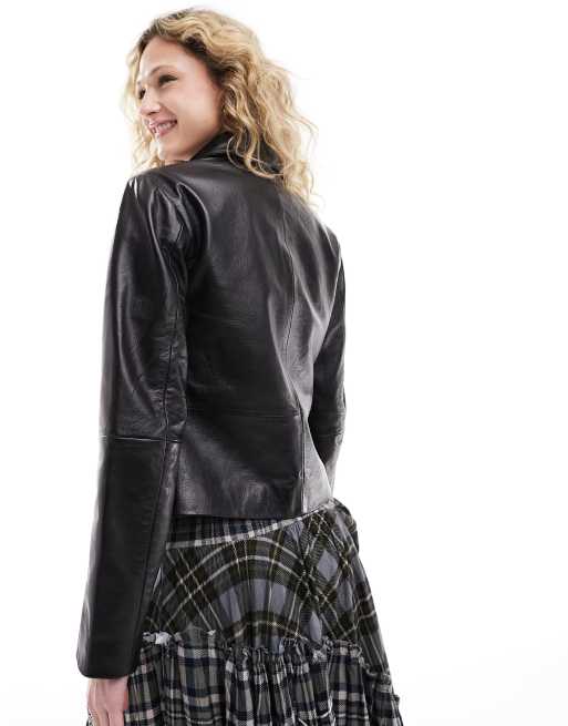 Black fitted biker jacket 2025