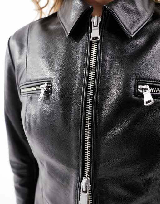 Asos reclaimed vintage leather biker jacket top
