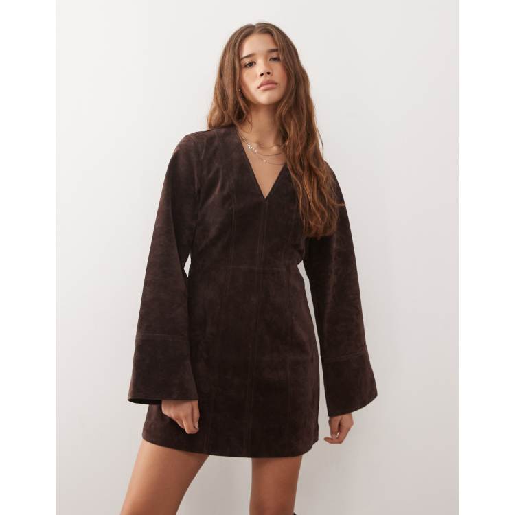 dark brown suede dress Liam Faux Suede Maxi Dress / Dark Chocolate | MESHKI