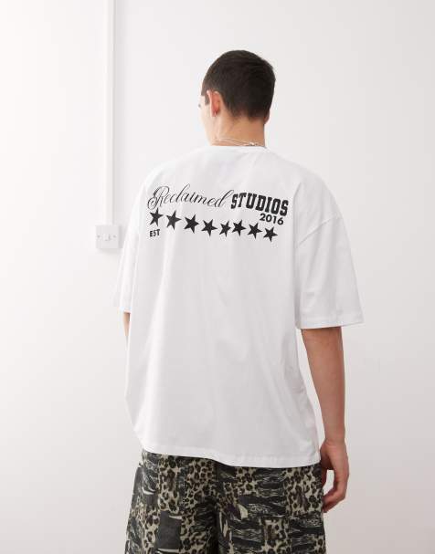 Reclaimed Vintage - Recht oversized T-shirt met grafische print op de achterkant in wit - view 1