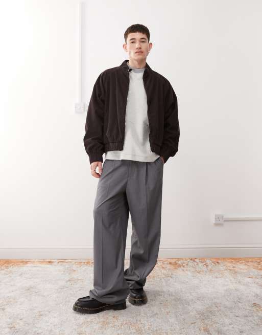 Reclaimed Vintage - Rechte bomberjack van corduroy in bruin 