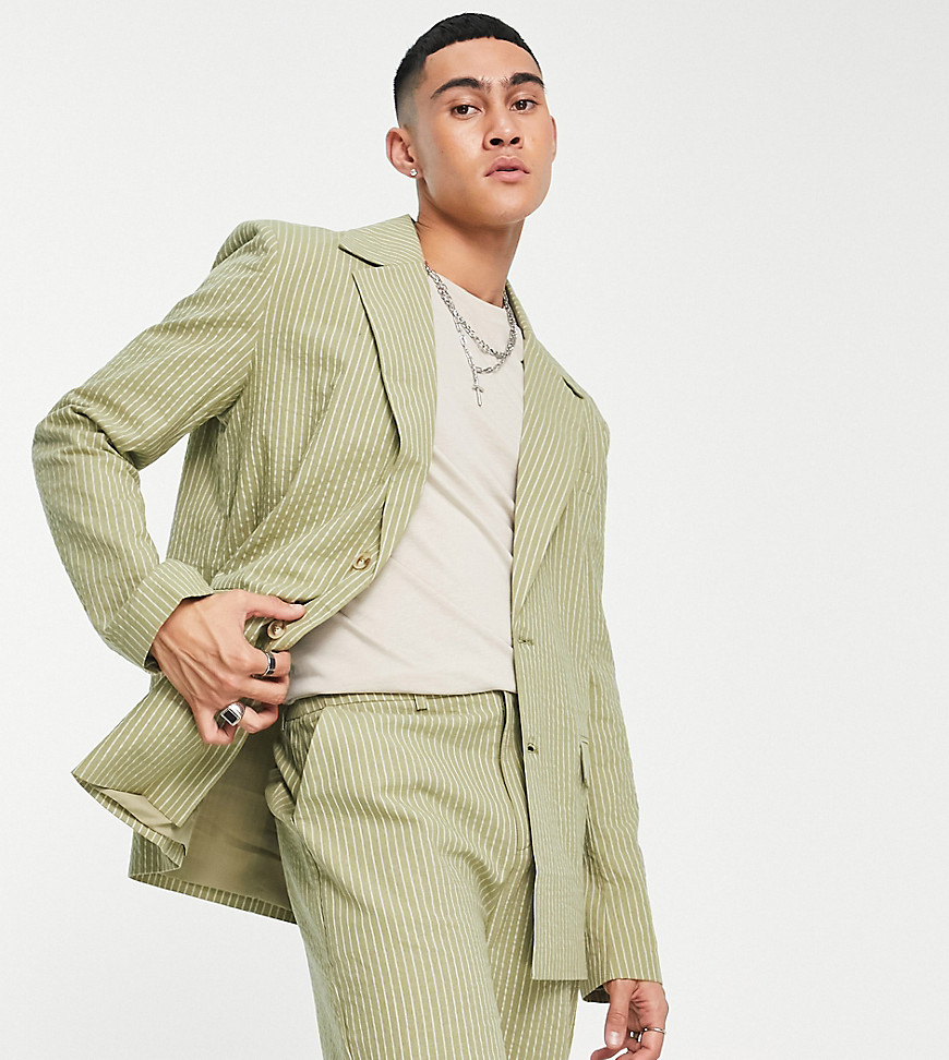 regular blazer in summer pinstripe-Green