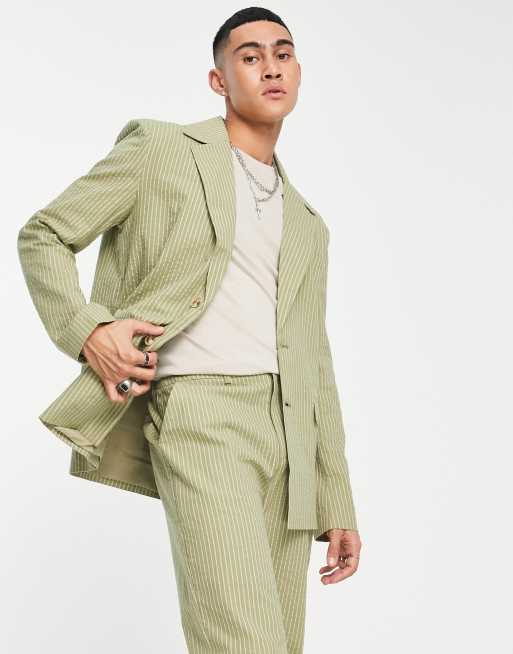 Reclaimed Vintage regular blazer in summer pinstripe