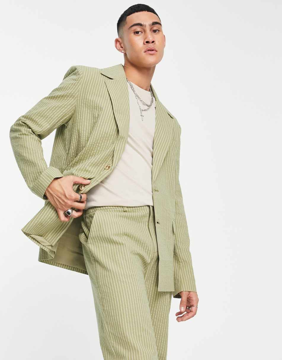Reclaimed Vintage regular blazer in summer pinstripe