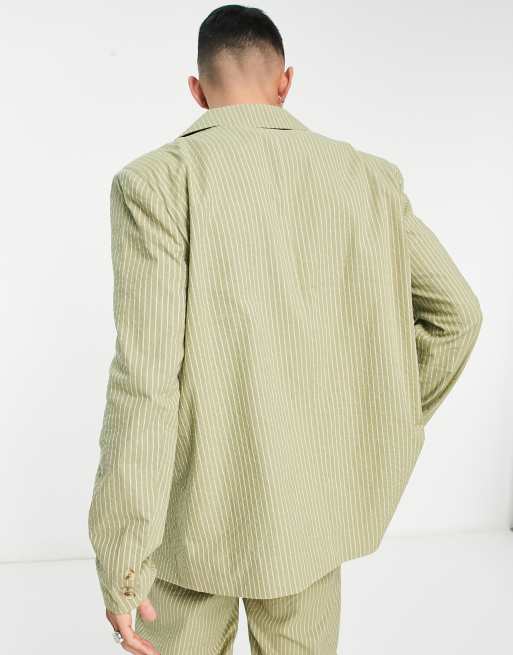 Reclaimed Vintage regular blazer in summer pinstripe ASOS