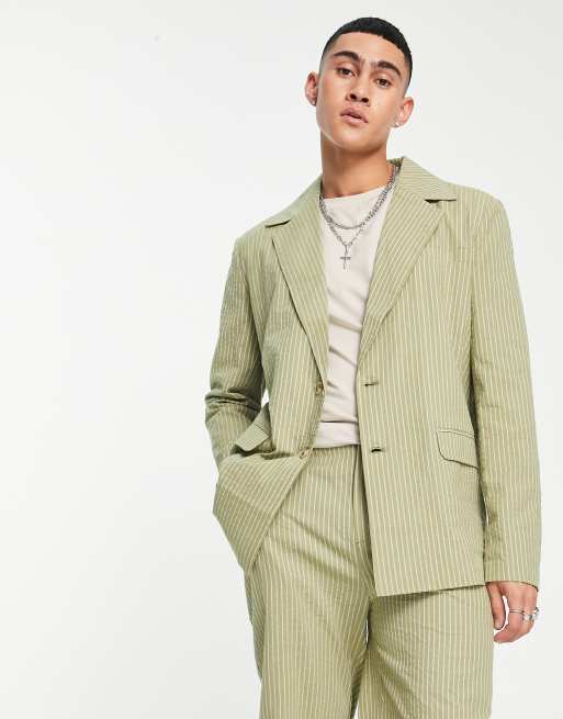 Reclaimed Vintage regular blazer in summer pinstripe, 3 of 5