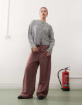 [Reclaimed Vintage] Reclaimed Vintage relaxed baggy pull on pants in burgundy check-Multi XS multi