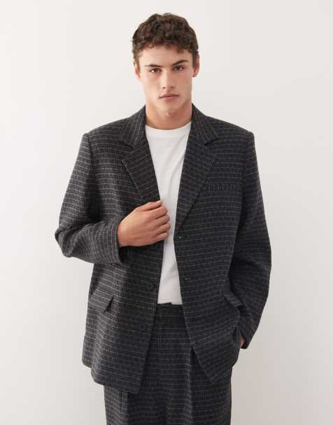 Reclaimed Vintage relaxed boxy blazer co-ord in navy and grey check - view 1