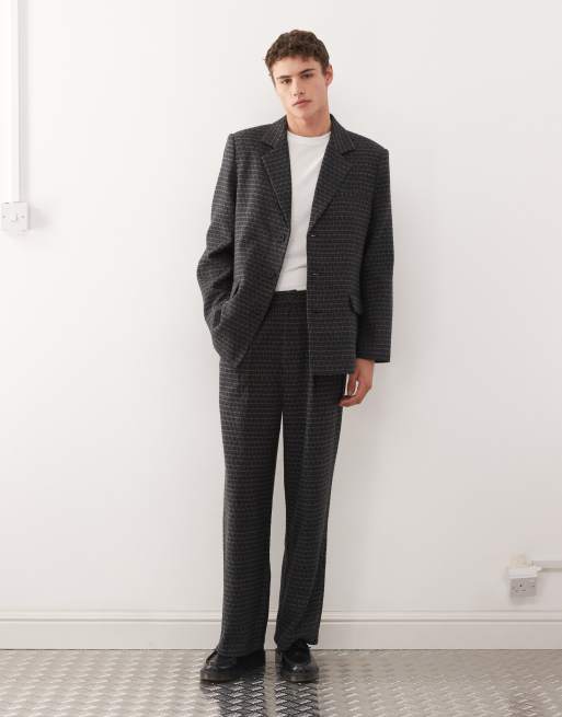 Reclaimed Vintage relaxed boxy blazer co-ord in navy and grey check, 2 of 5