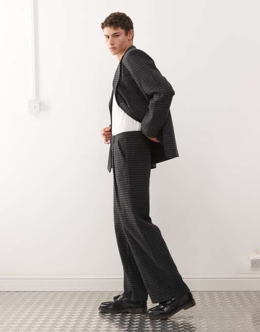 Reclaimed Vintage relaxed tapered trousers co-ord in navy and grey check, 2 of 5