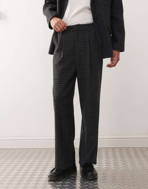 Reclaimed Vintage relaxed tapered trousers co-ord in navy and grey check, 3 of 5
