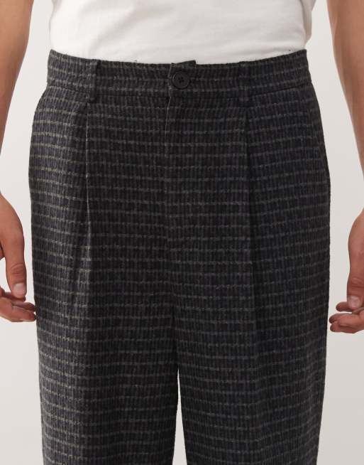 Reclaimed Vintage relaxed tapered trousers co-ord in navy and grey check, 4 of 5