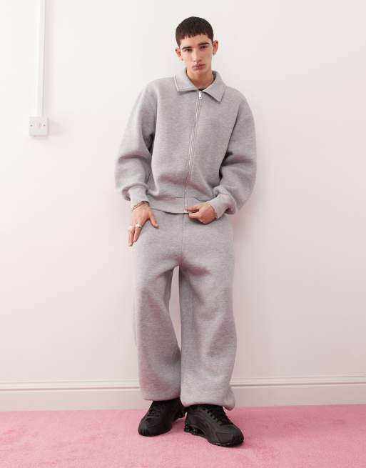 Reclaimed Vintage relaxed zip up jacket and trackies set in grey marl