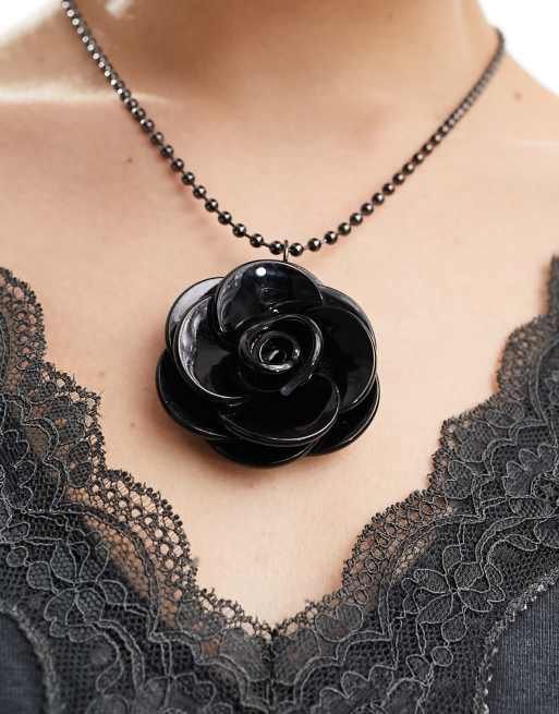 Black outlet rose pendant