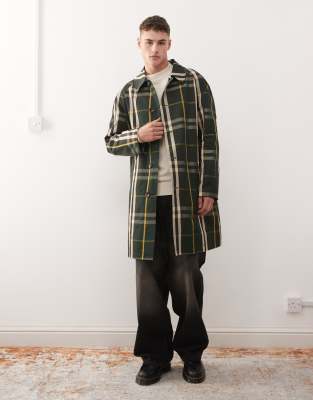 Reclaimed Vintage Reclaimed Vintage reversible check printed longline mac in navy