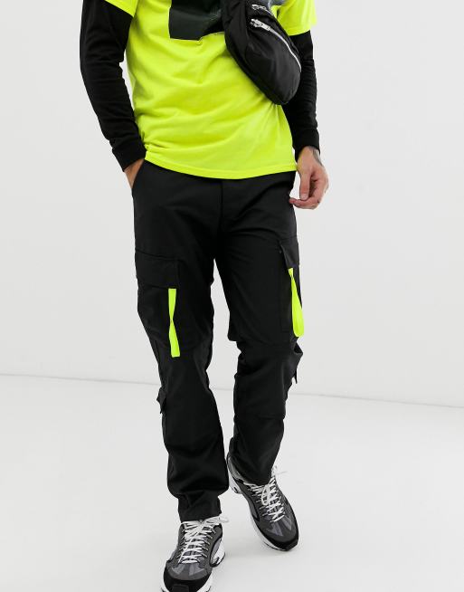 Black and sale neon cargo pants