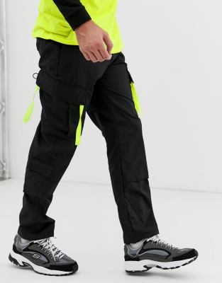 black and neon cargo pants