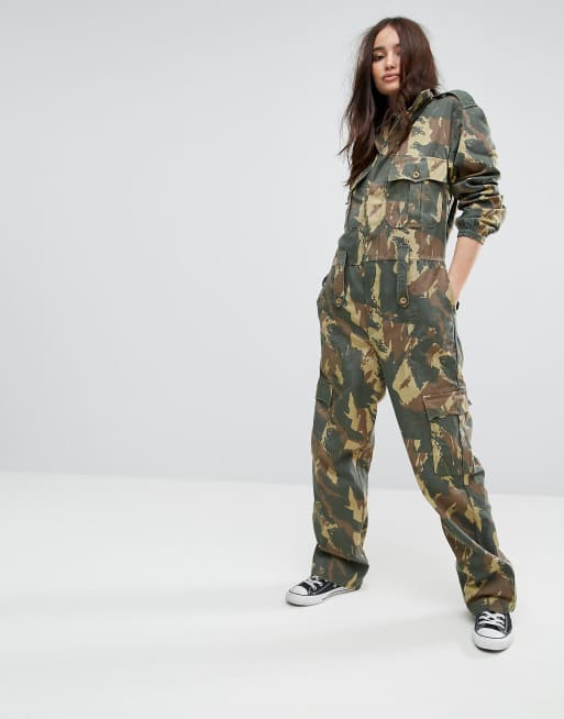 Camo boiler suit womens top
