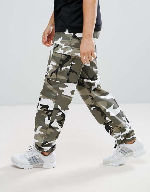 Reclaimed Vintage Revived Cargo Trousers In White Camo