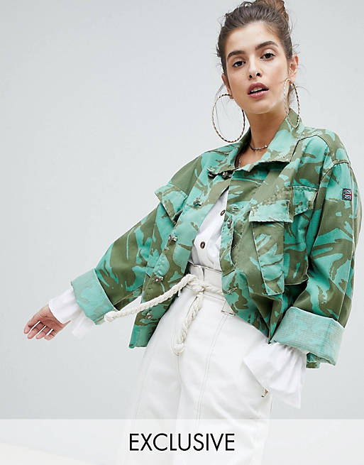 Reclaimed Vintage revived cropped overdyed camo jacket