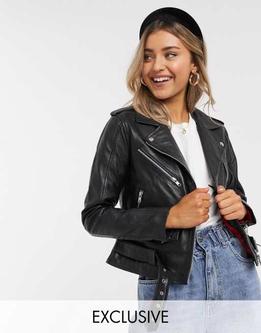 Reclaimed Vintage Leather Biker Jacket With Floral Collar, $271, Asos