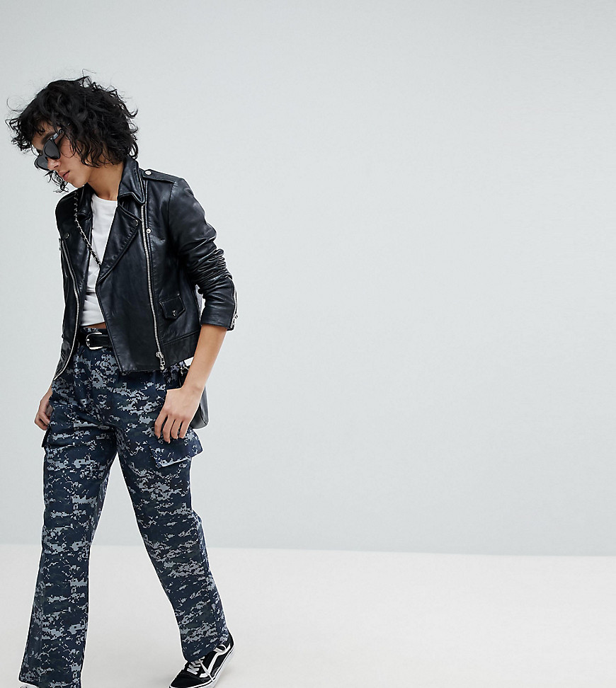 Reclaimed Vintage Revived Military Trousers In Pixel Camo-Blue