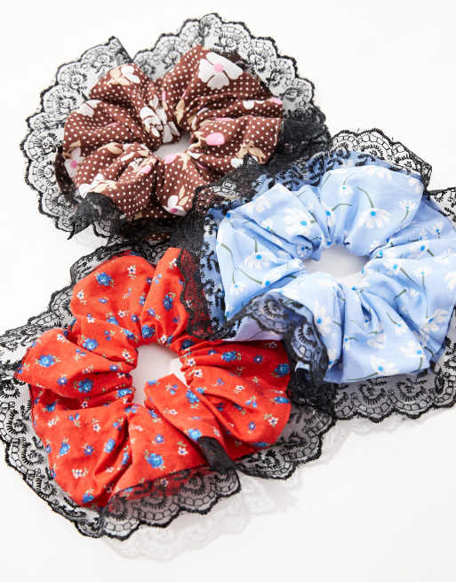 The Black Floral Scrunchie
