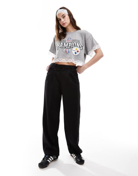 Reclaimed Vintage Revived x Glass Onion slouchy dad pants in black - view 1