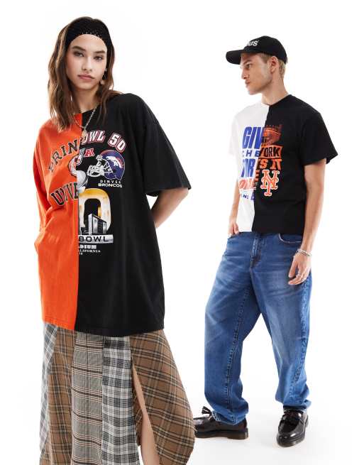  Reclaimed Vintage Revived x Glass Onion unisex spliced t-shirt
