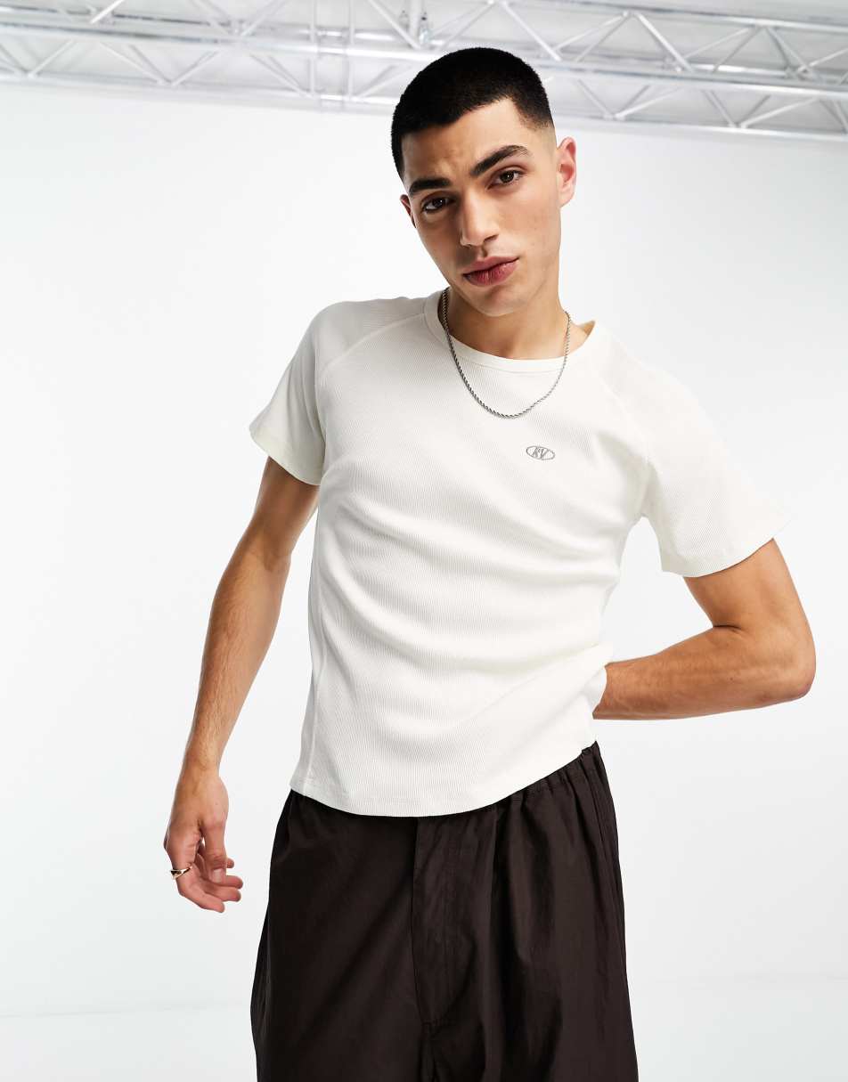 Reclaimed Vintage rib seam t-shirt in white