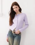 [Reclaimed Vintage] Reclaimed Vintage ribbed button through top in lilac-Green S LILAC