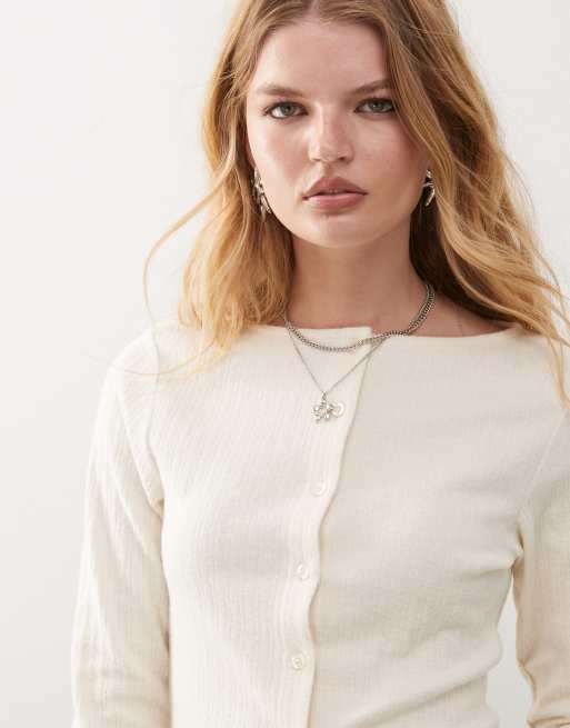 Reclaimed Vintage ribbed button up top in butter yellow