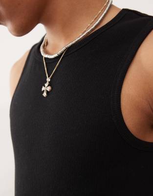 Reclaimed Vintage Ribbed Racer Neck Tank Top