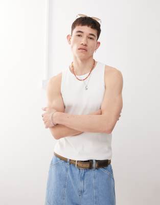 Reclaimed Vintage Ribbed Racer Neck Tank Top