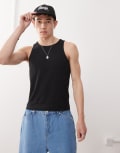 [Reclaimed Vintage] Reclaimed Vintage ribbed racer singlet in black L BLACK