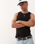 [Reclaimed Vintage] Reclaimed Vintage ribbed racer singlet in black XL Black